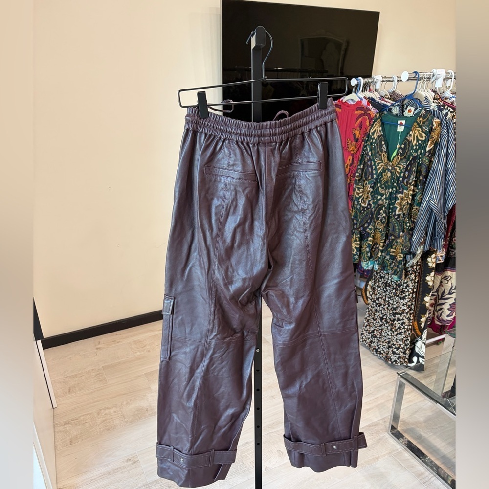 FARM Rio Burgundy Leather Pants - Picture 6 of 15